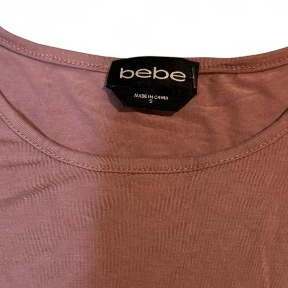 bebe Dusty Pink Cutout Sleeve Logo Tee - Picture 5 of 6